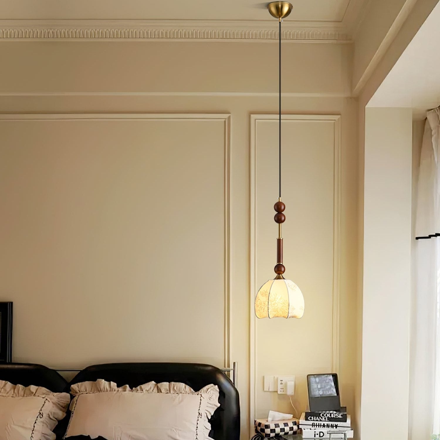 Pendant Light Wood Brass - SPARKX | Elegant Lighting