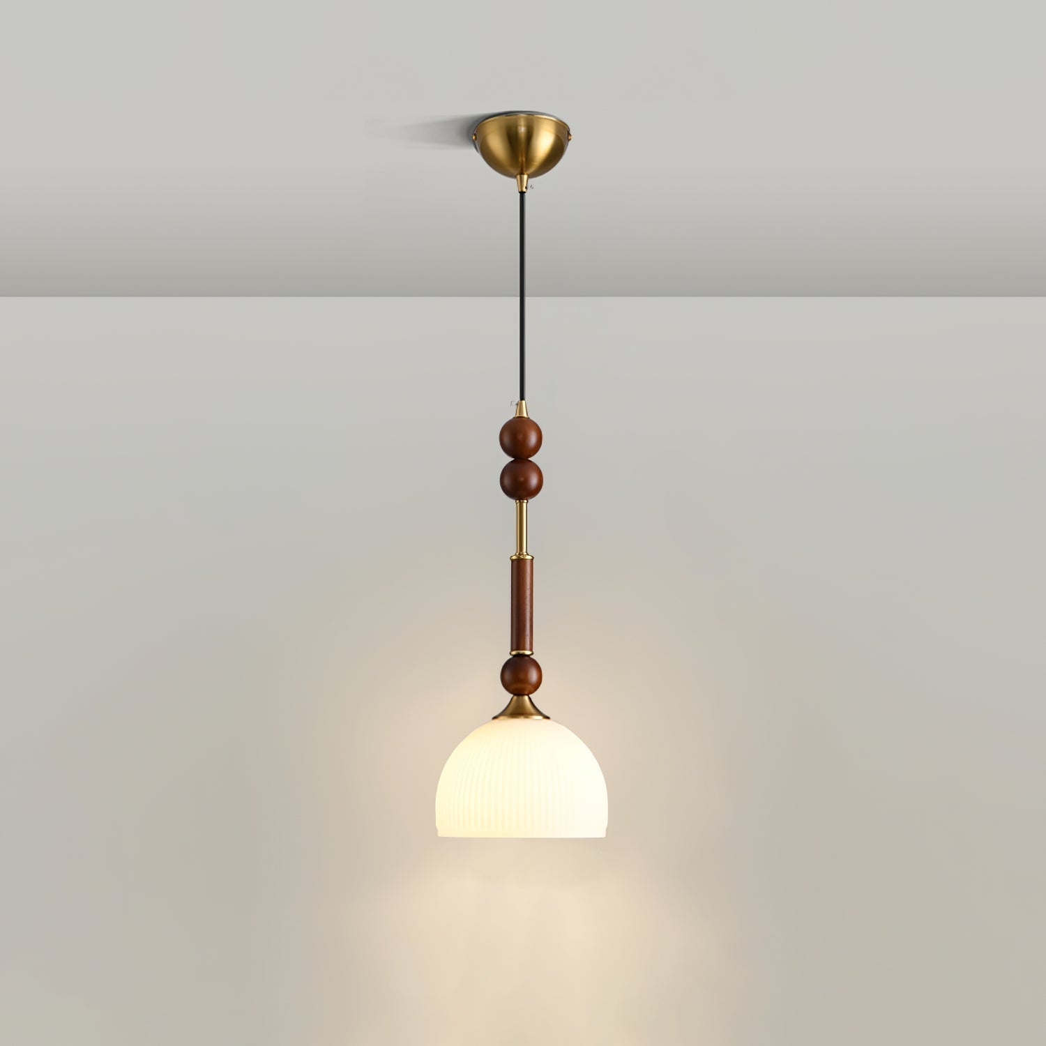 Pendant Light Wood Brass - SPARKX | Elegant Lighting