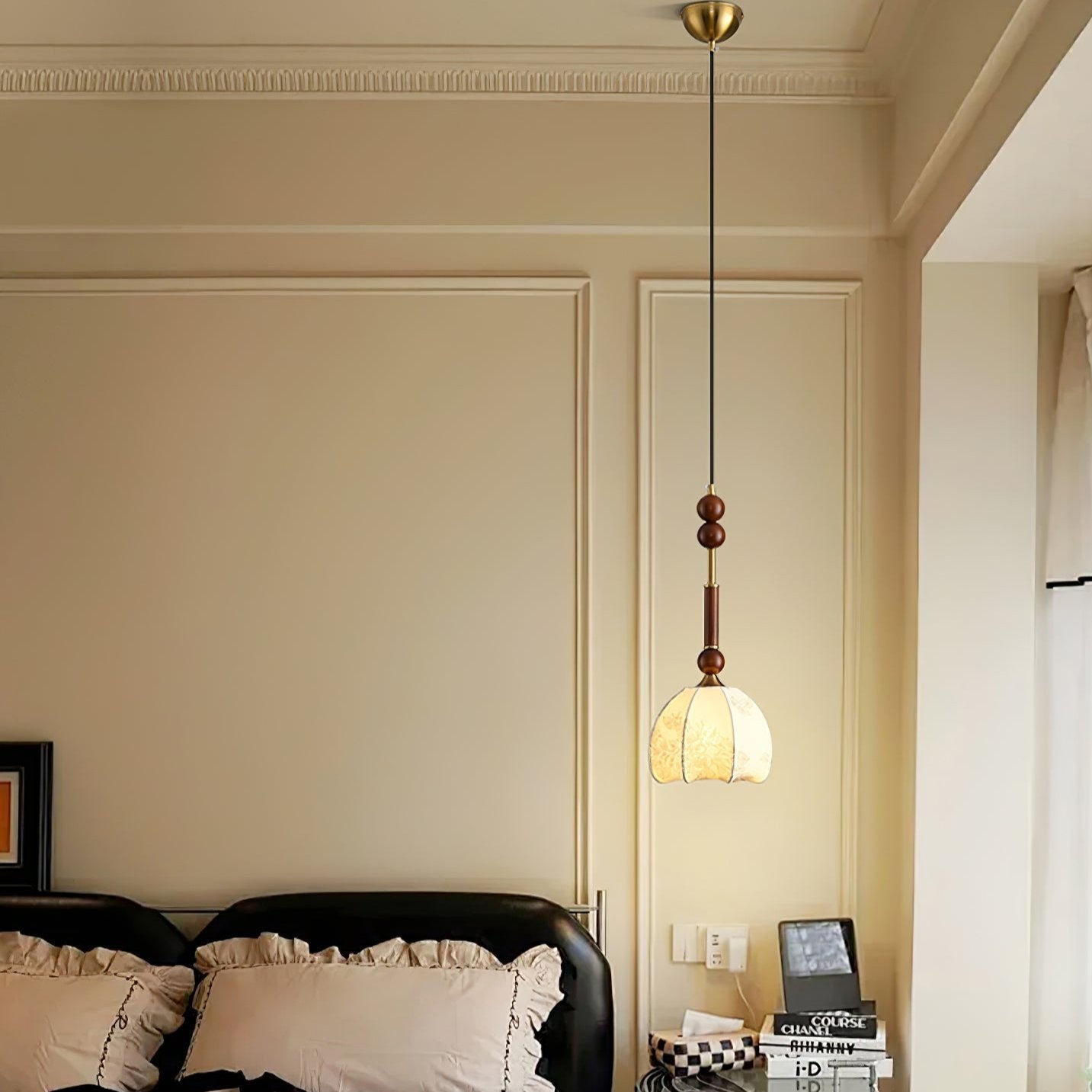 Pendant Light Wood Brass - SPARKX | Elegant Lighting