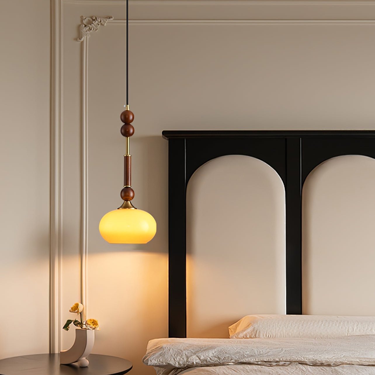 Pendant Light Wood Brass - SPARKX | Elegant Lighting