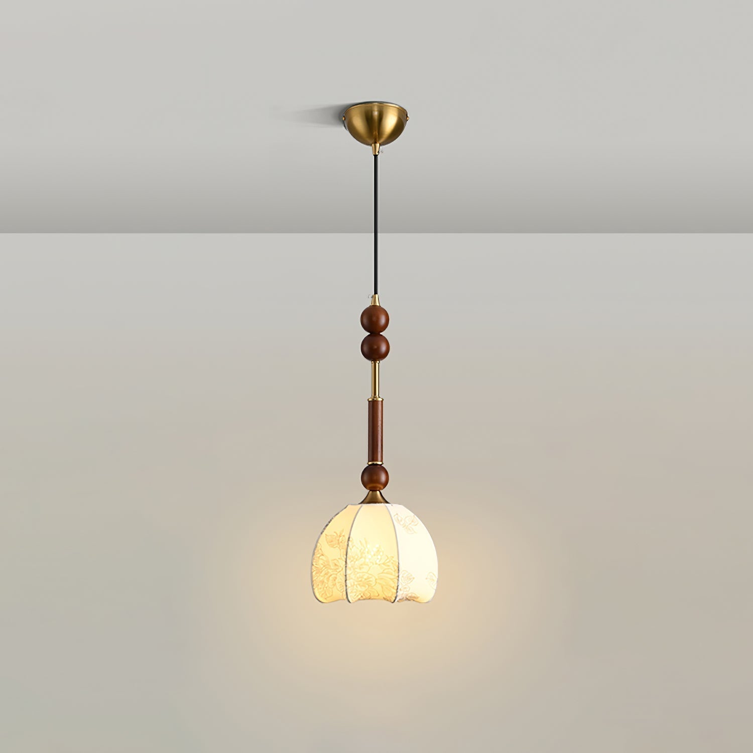 Pendant Light Wood Brass - SPARKX | Elegant Lighting