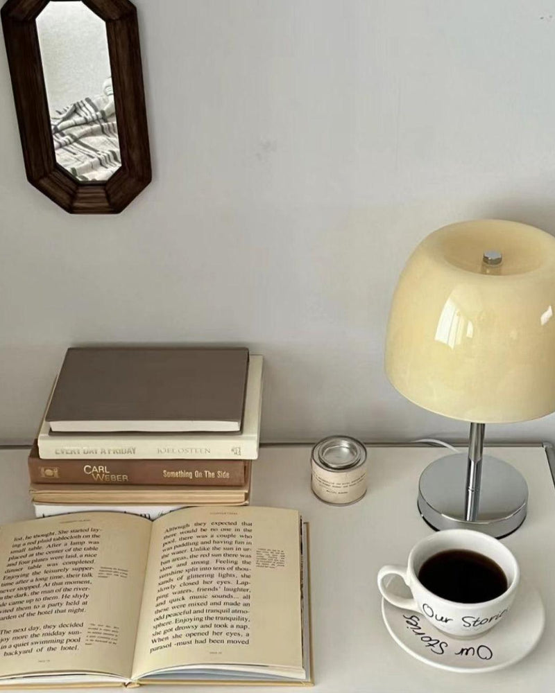 RANGU designer table lamp alternate angle revealing the lamp's proportions — DecoHarmonie
