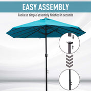 Double Garden Parasol 4.6m Outdoor Patio Sun Umbrella, Sky Blue