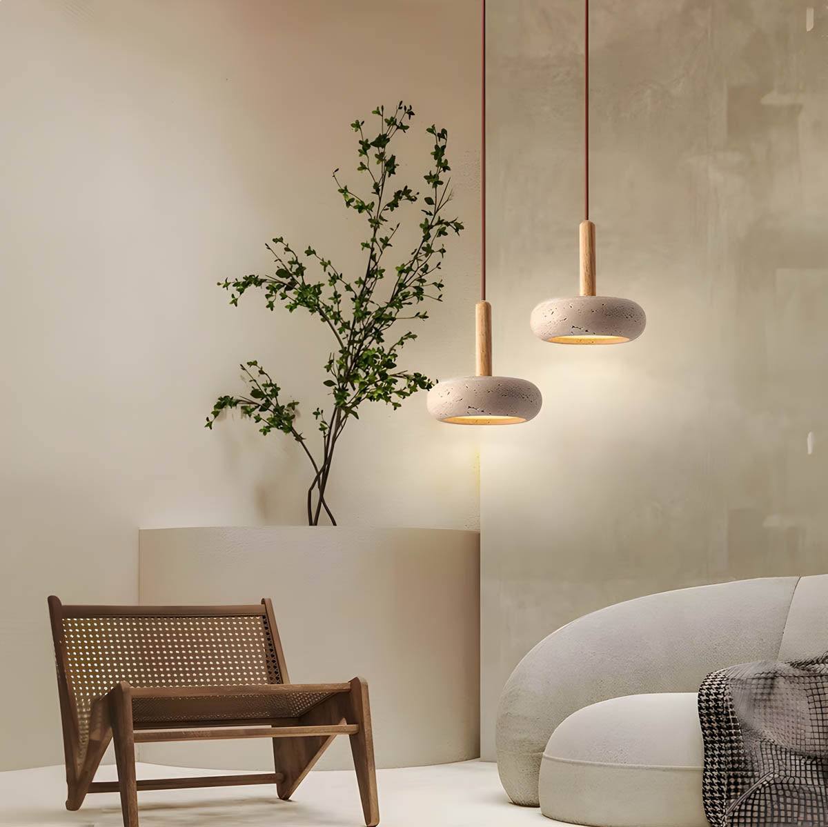 Pendant Light Travertine LED - STRATA | Tranquil Glow