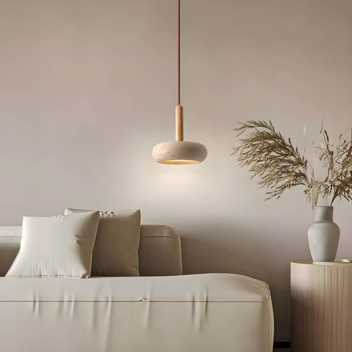Pendant Light Travertine LED - STRATA | Tranquil Glow
