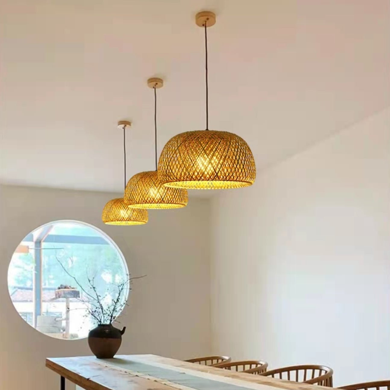 Pendant Light Bamboo Rattan - MEKKAX | Elegant Ambiance