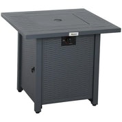 Gas Fire Pit Table Rattan-style Square, 40,000 BTU, Grey, Propane Smokeless with Thermocouple, Lava Rocks, Waterproof Cover, Spark Guard and Lid for Patio