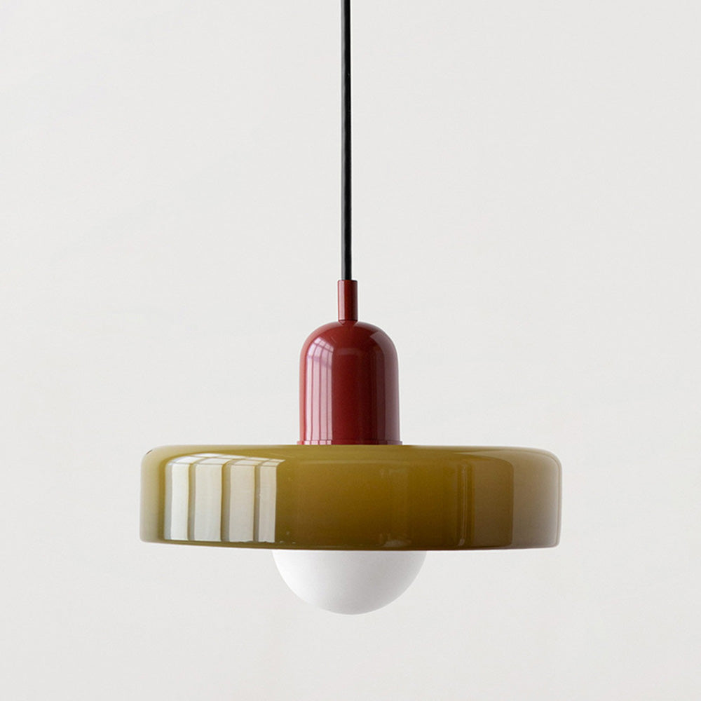 Pendant Light Green Glass Red - MODUSX | Bauhaus Style