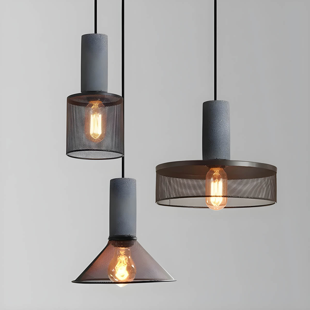 Pendant Light Iron Concrete Adjustable - SOLARX | Loft Style