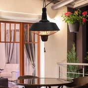 Outdoor Ceiling Mounted Halogen Electric Heater 2100W Hanging Patio Garden Warmer Light, Black