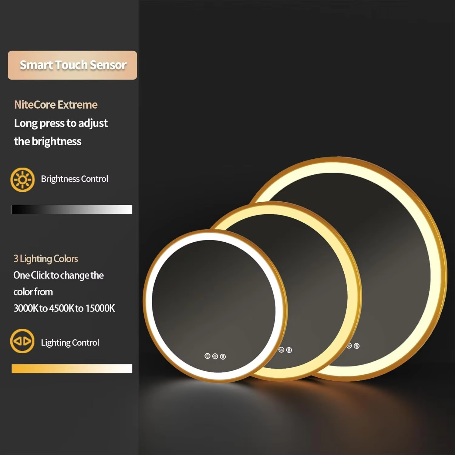 Gold Bathroom Light LED, 60cm - LYNXIS | Glare-Free