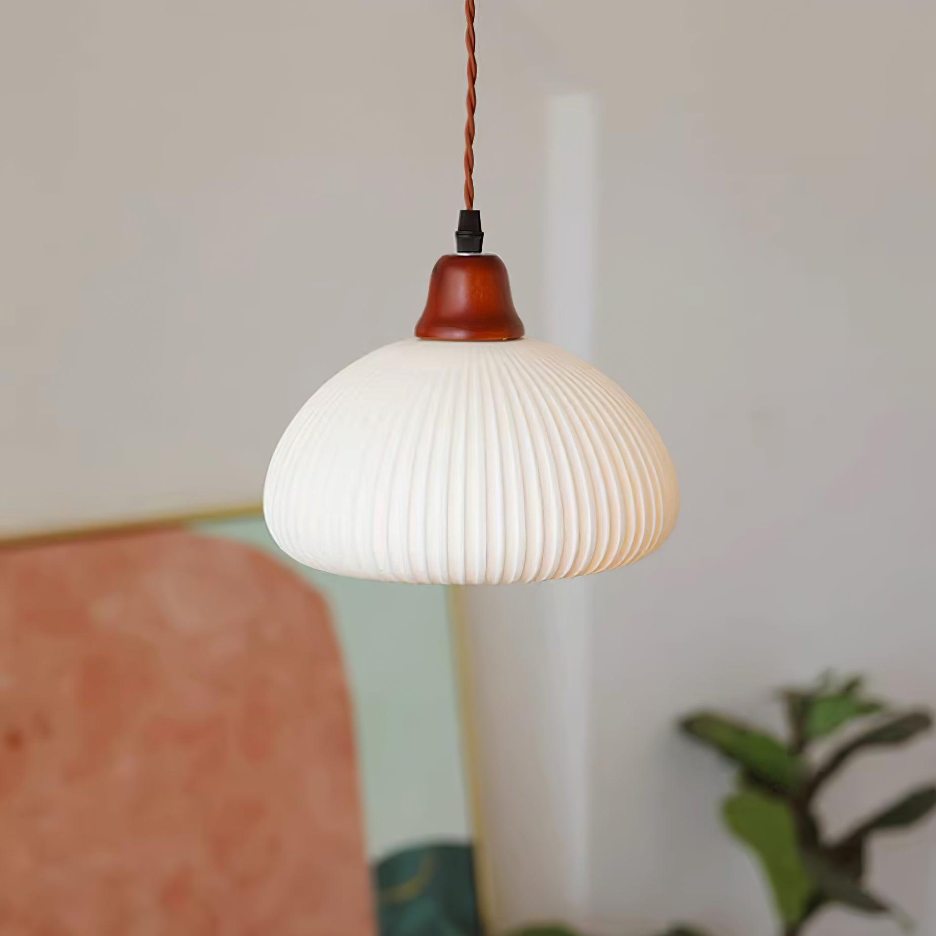 Pendant Light Oak Ceramic - SOLARA | Serene Beauty