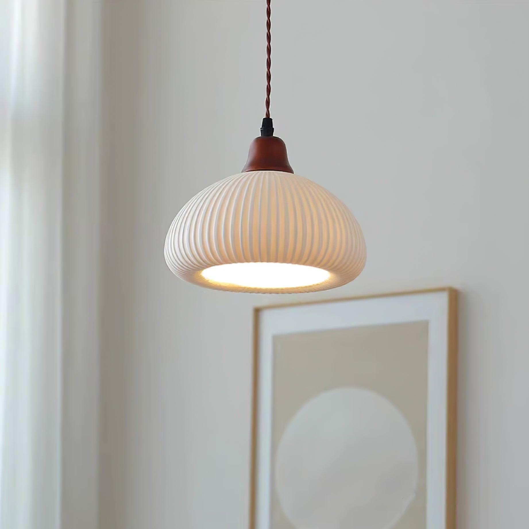 Pendant Light Oak Ceramic - SOLARA | Serene Beauty