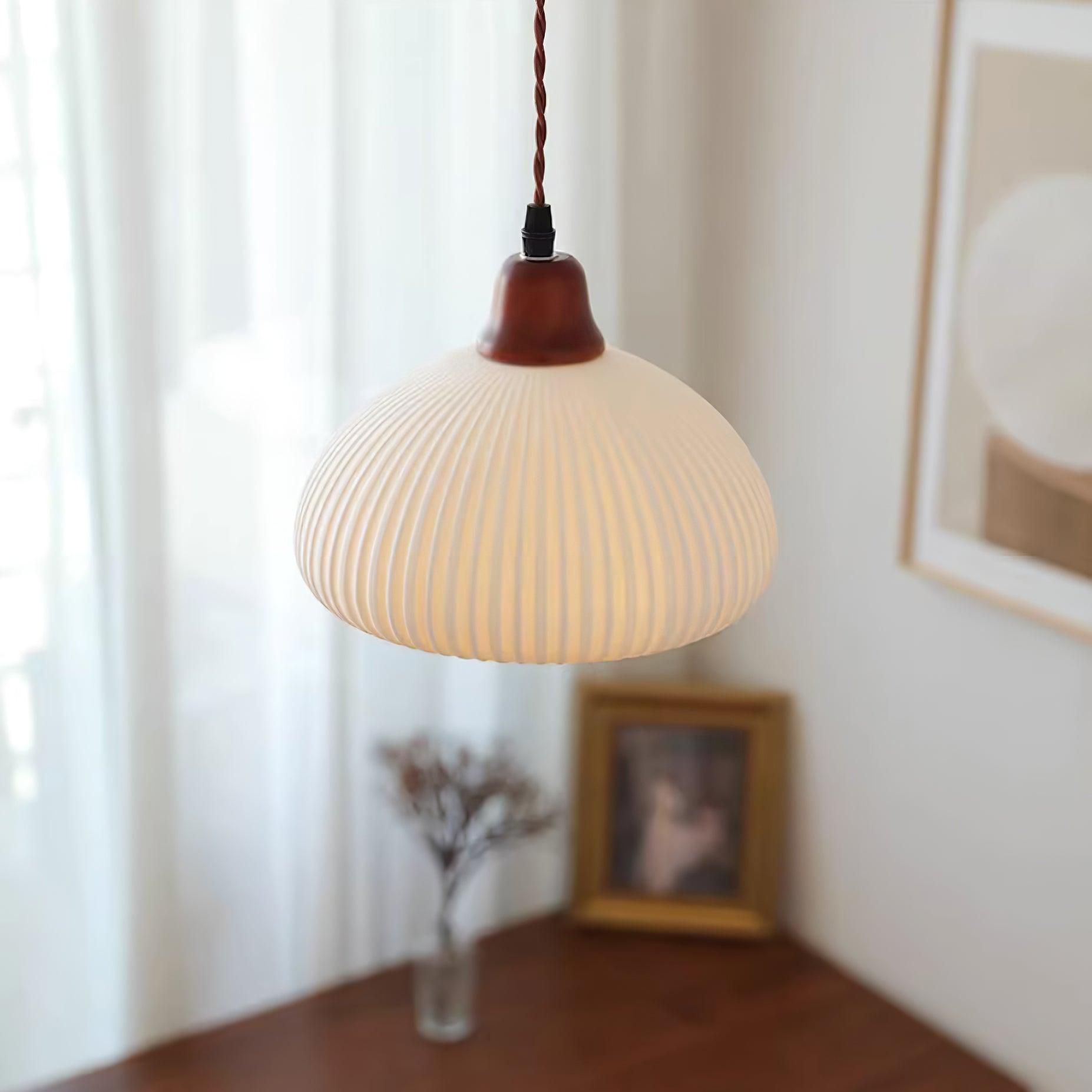 Pendant Light Oak Ceramic - SOLARA | Serene Beauty