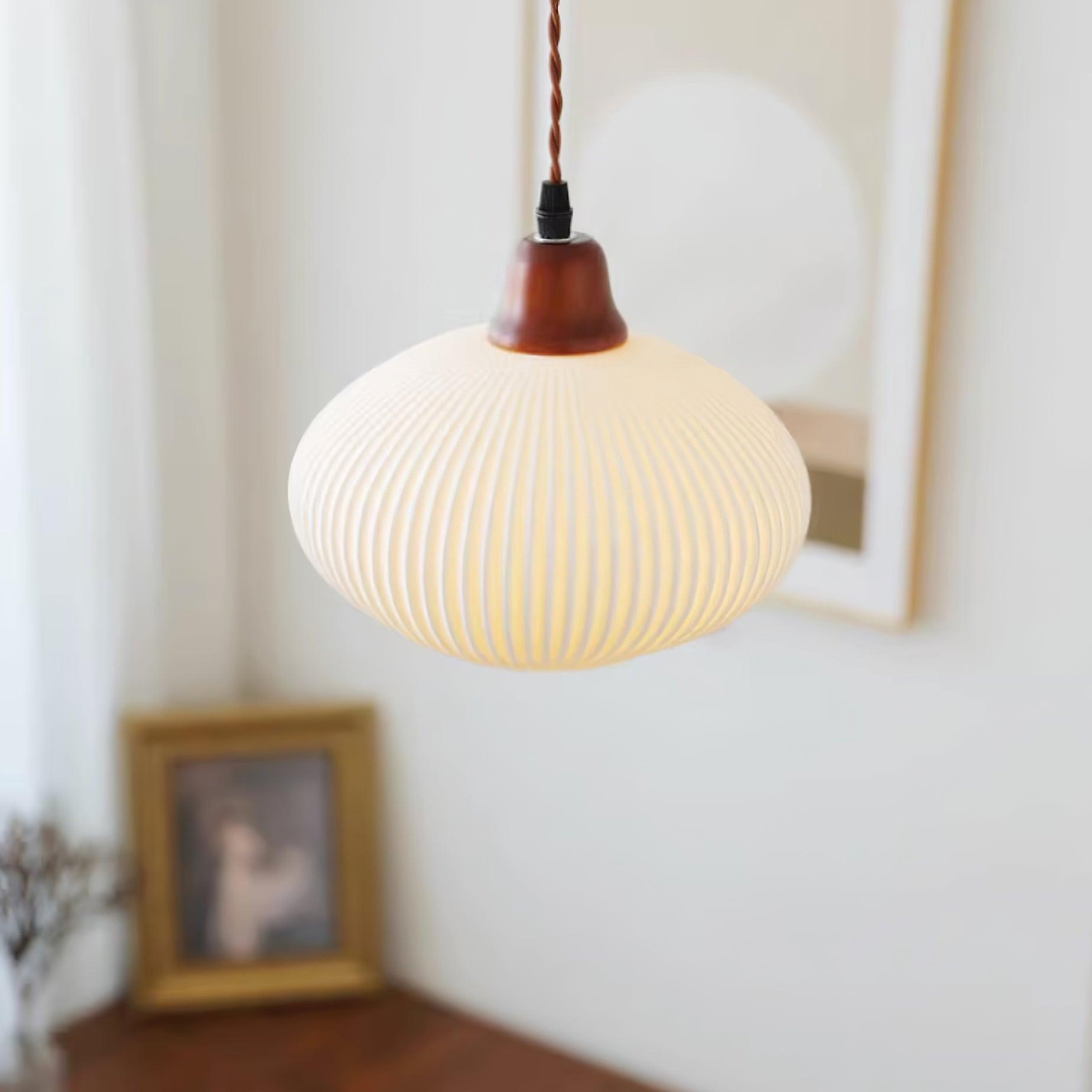Pendant Light Oak Ceramic - SOLARA | Serene Beauty