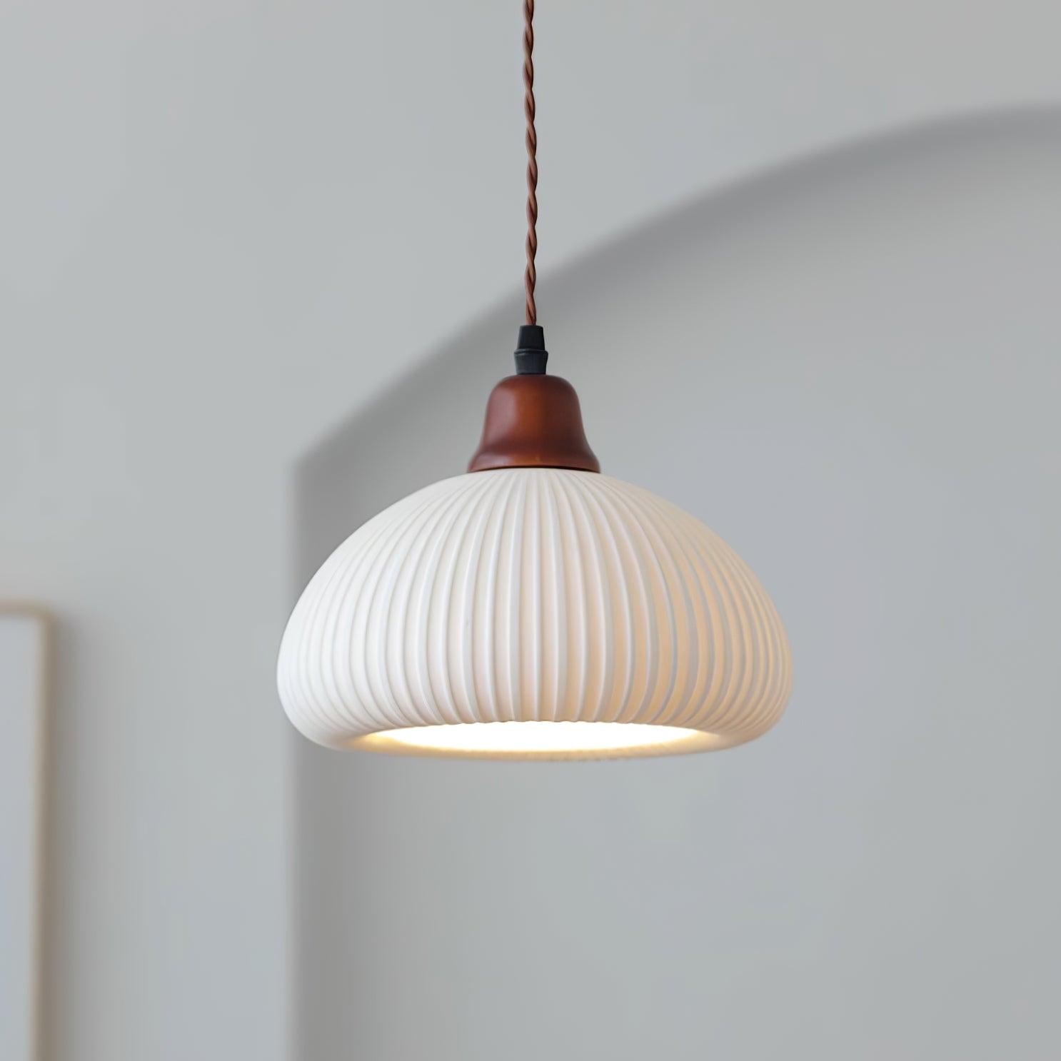 Pendant Light Oak Ceramic - SOLARA | Serene Beauty
