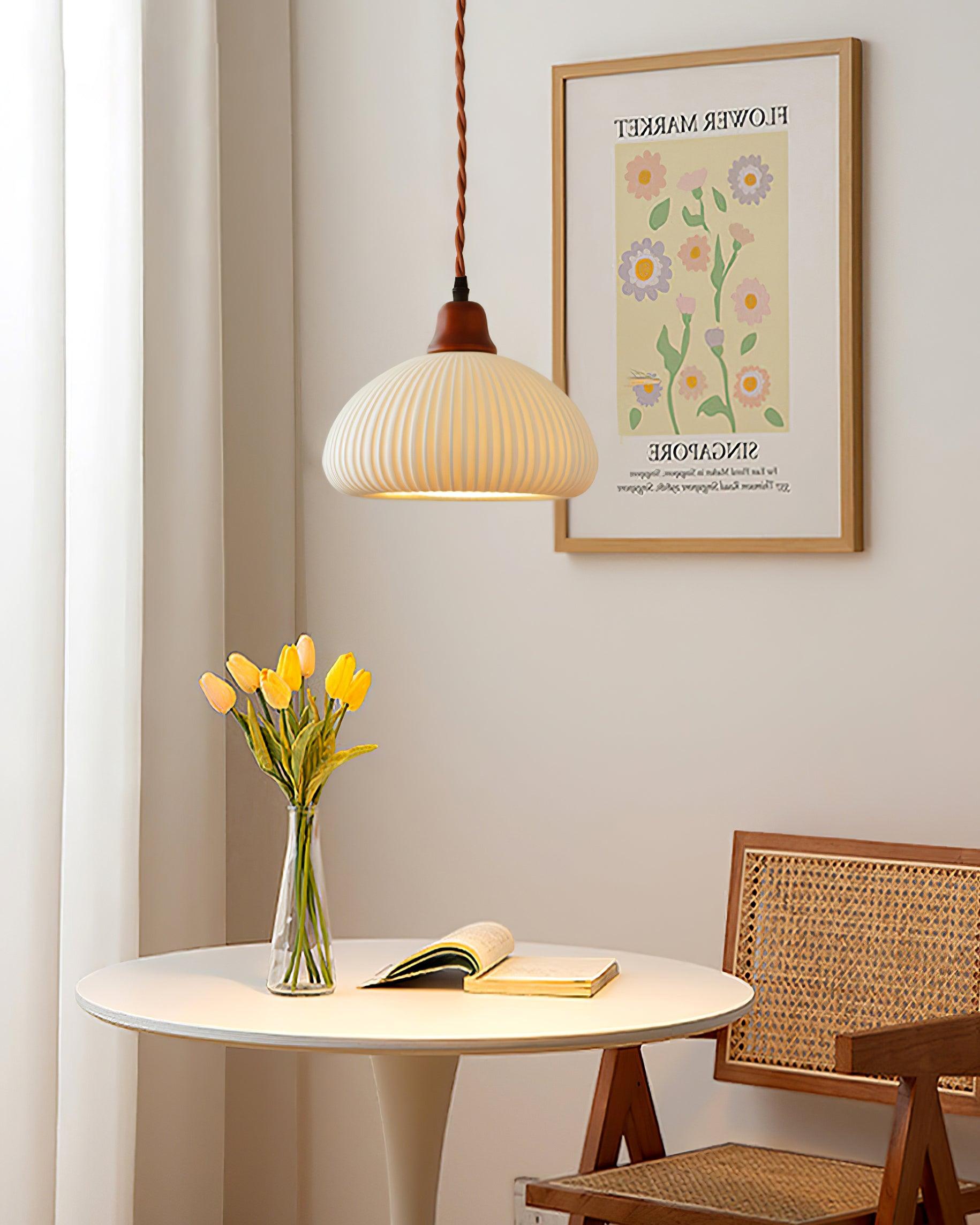 Pendant Light Oak Ceramic - SOLARA | Serene Beauty