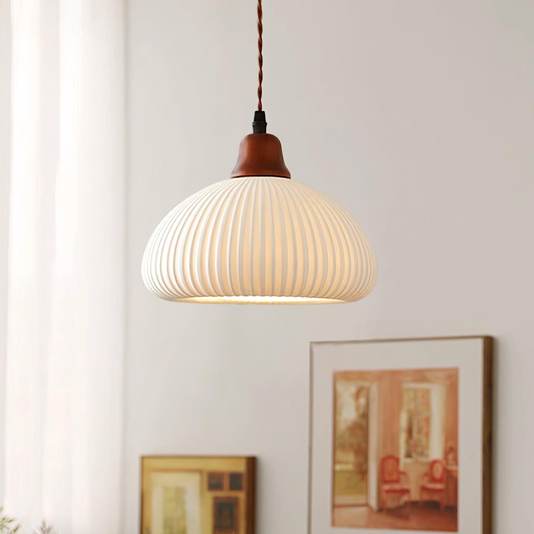 Pendant Light Oak Ceramic - SOLARA | Serene Beauty