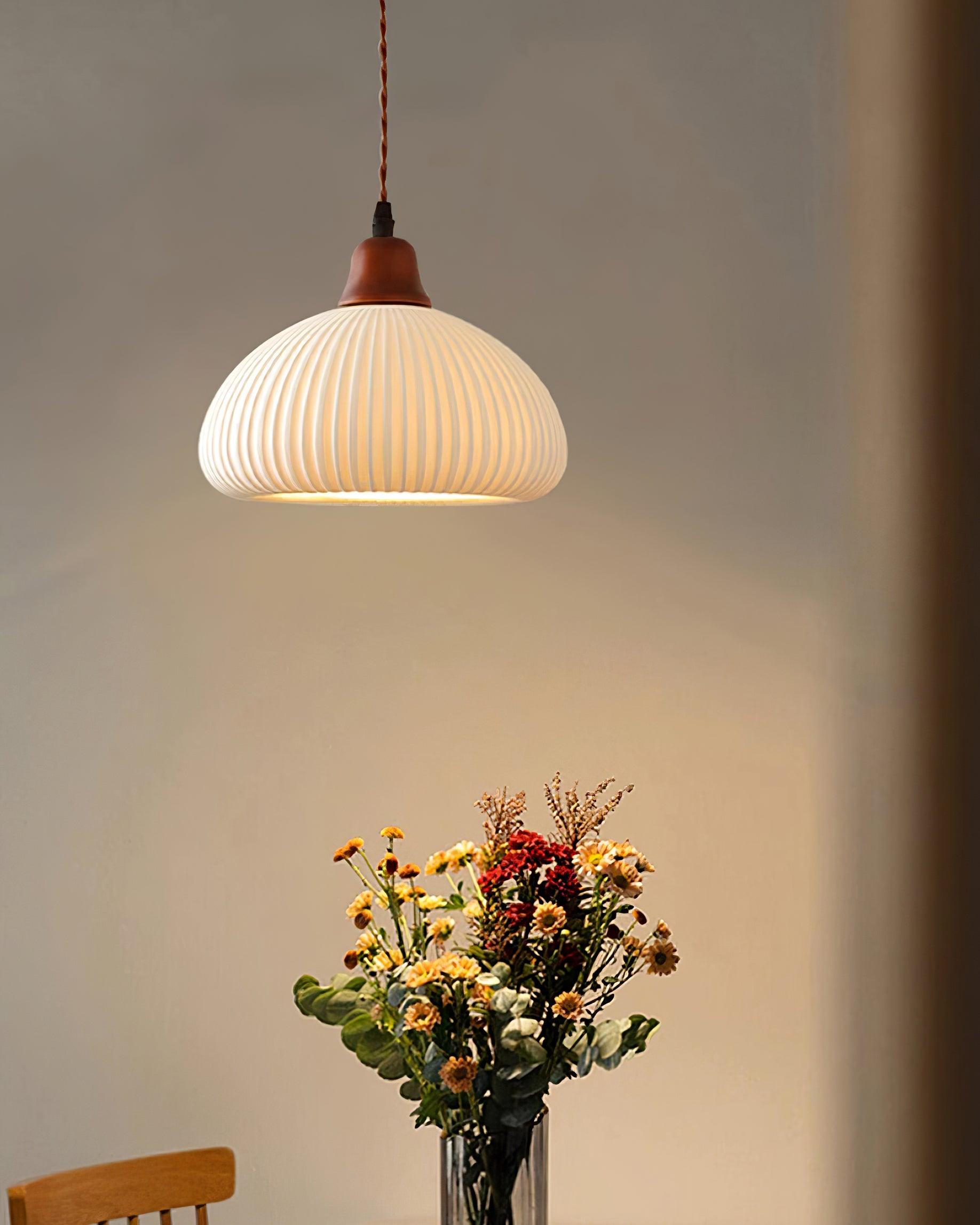 Pendant Light Oak Ceramic - SOLARA | Serene Beauty