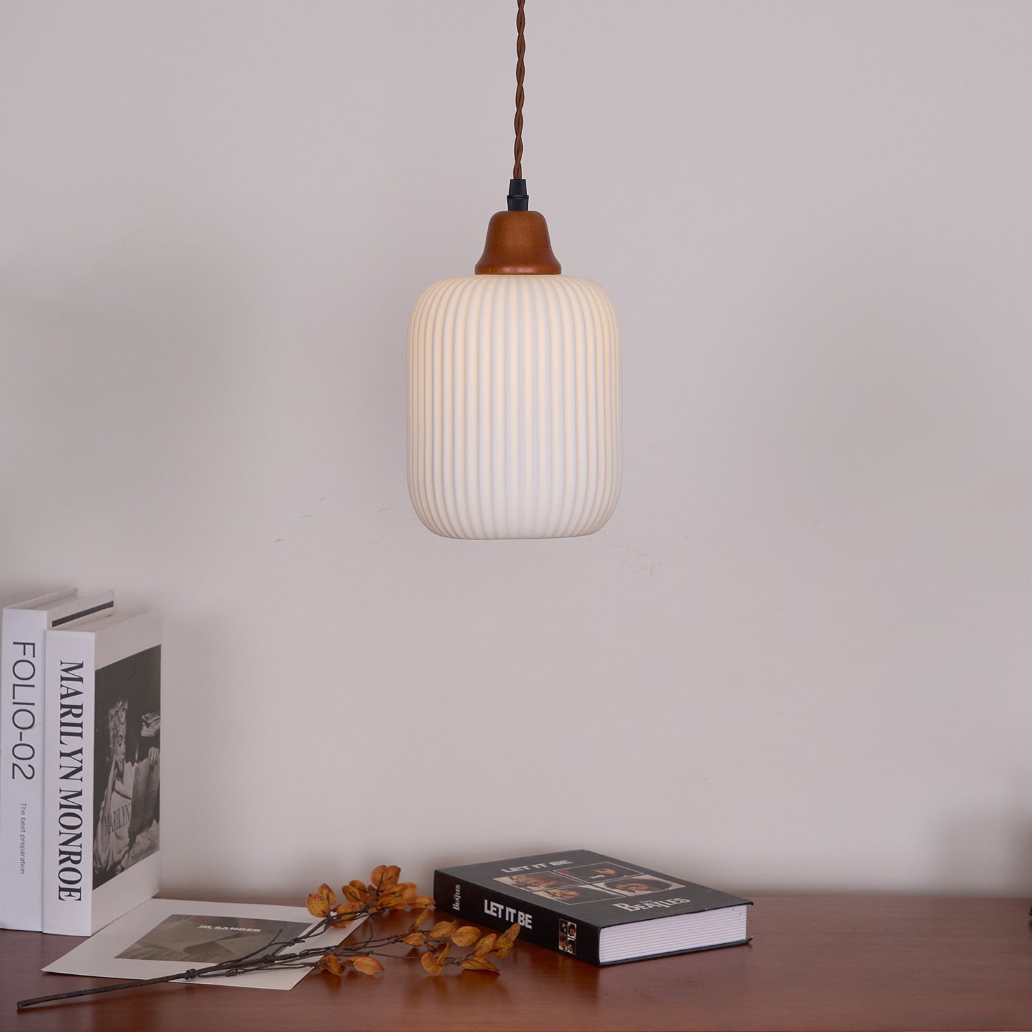 Pendant Light Oak Ceramic - SOLARA | Serene Beauty