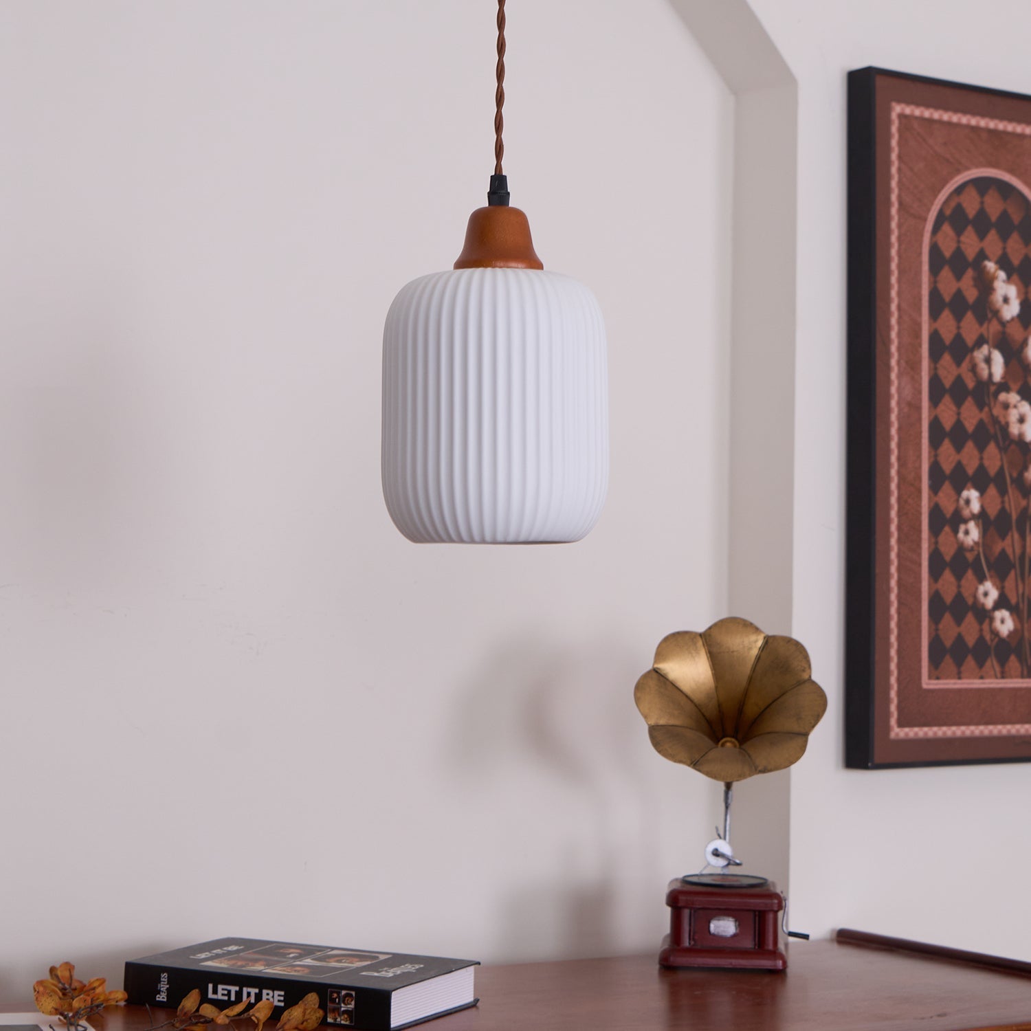 Pendant Light Oak Ceramic - SOLARA | Serene Beauty