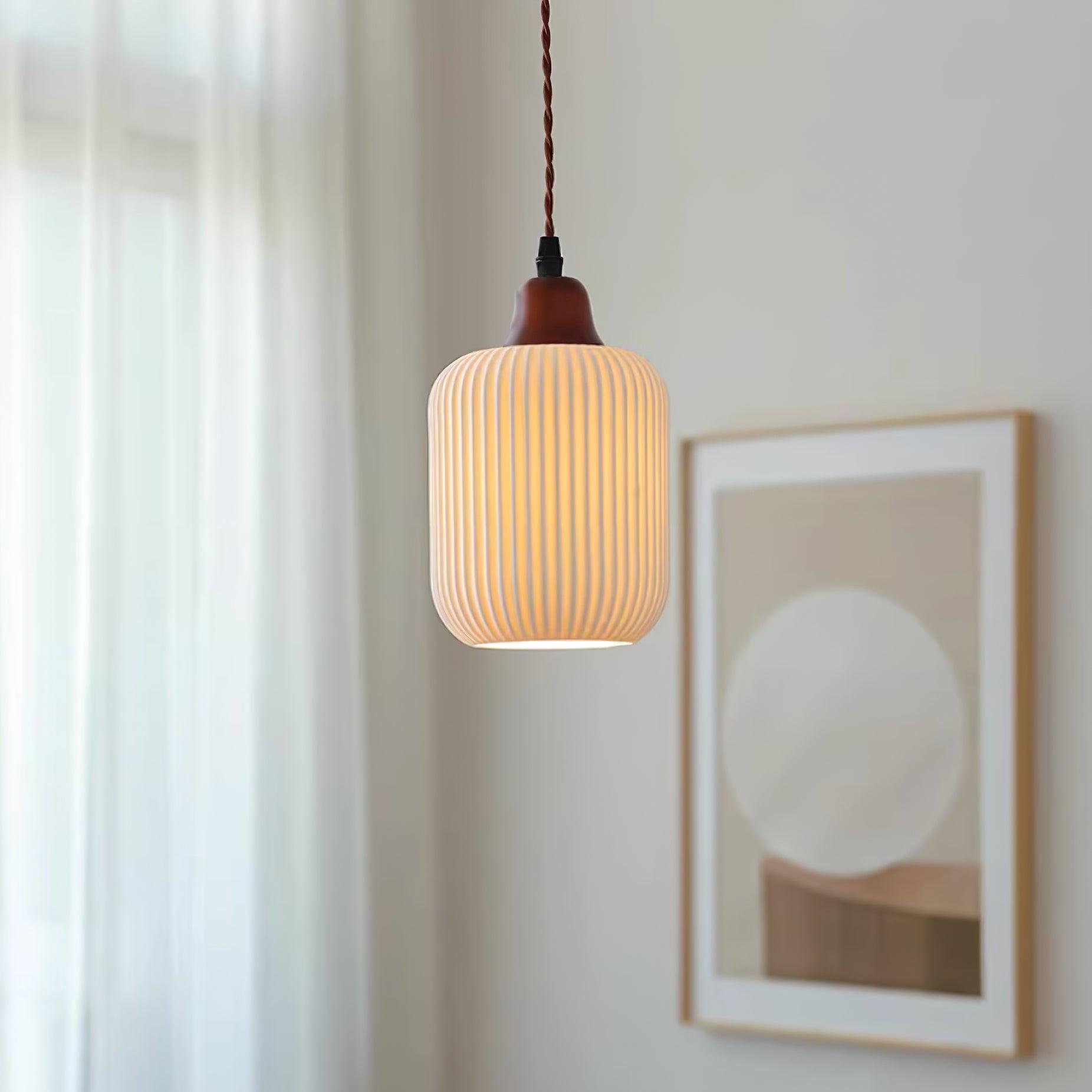 Pendant Light Oak Ceramic - SOLARA | Serene Beauty