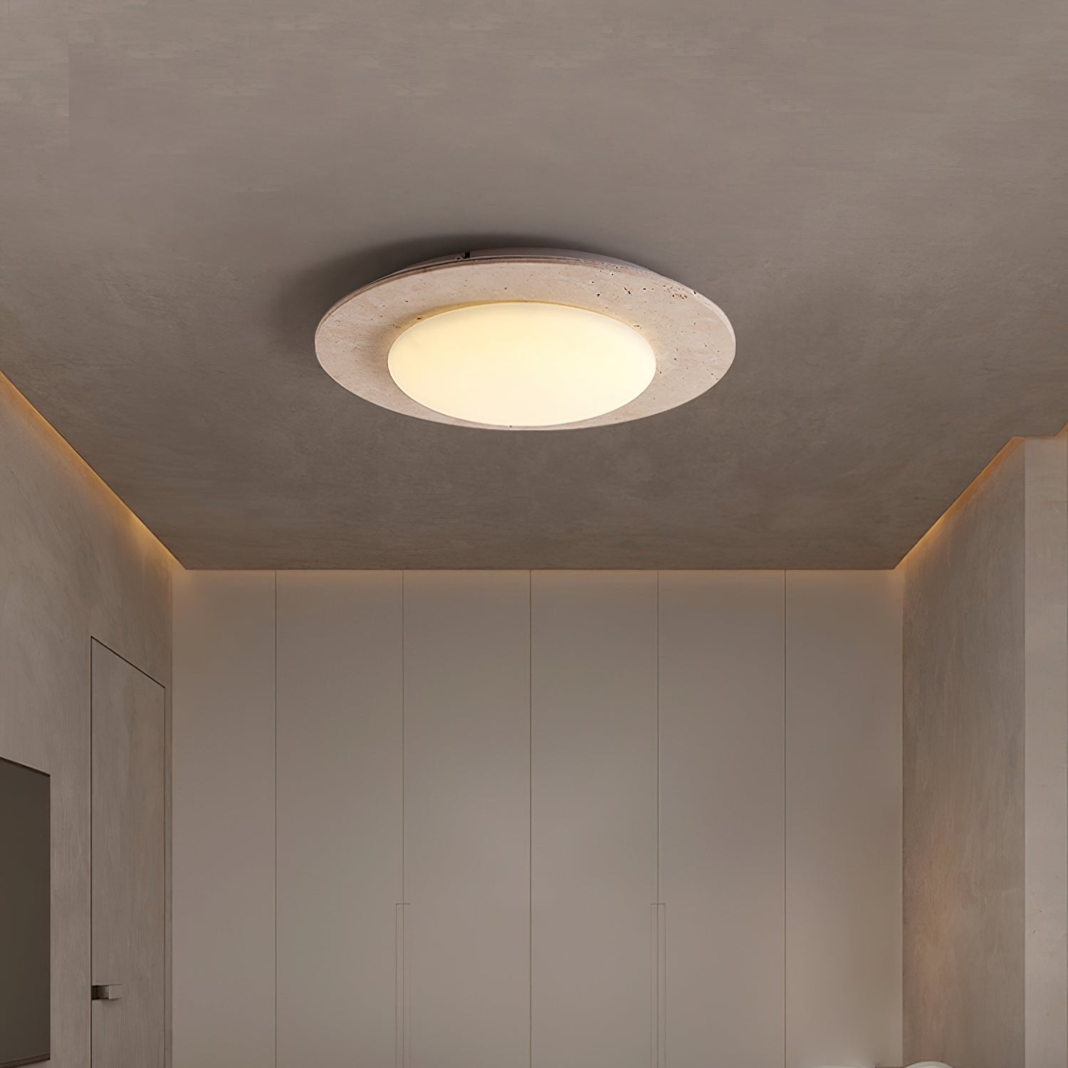Ceiling Light Travertine Wood - BARYON | Natural Elegance