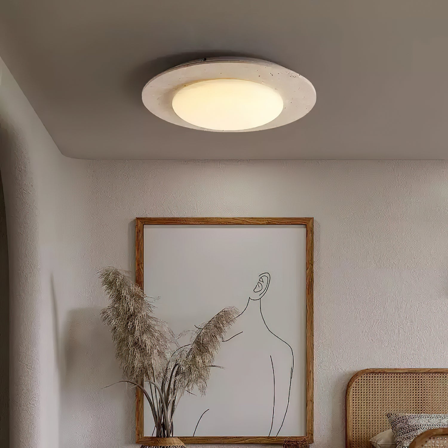 Ceiling Light Travertine Wood - BARYON | Natural Elegance
