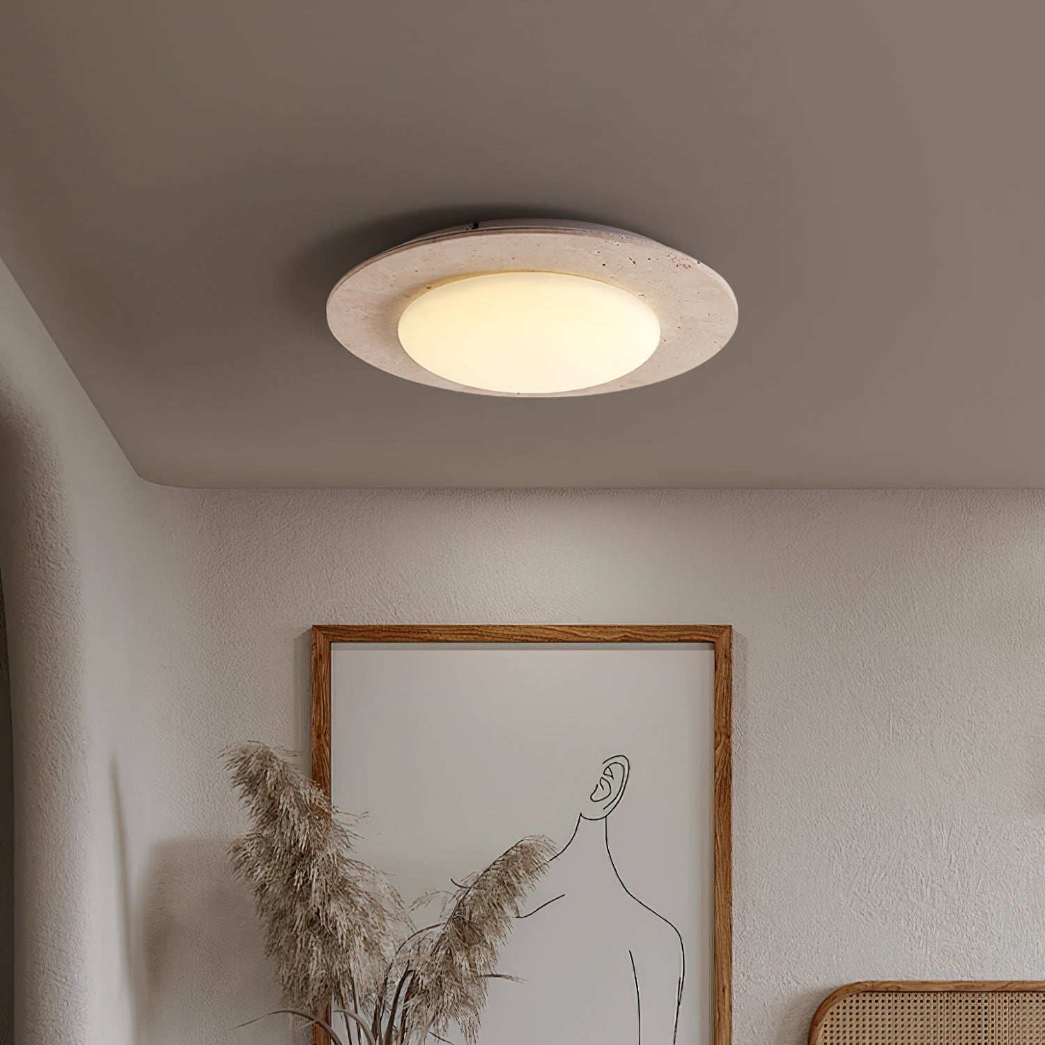 Ceiling Light Travertine Wood - BARYON | Natural Elegance
