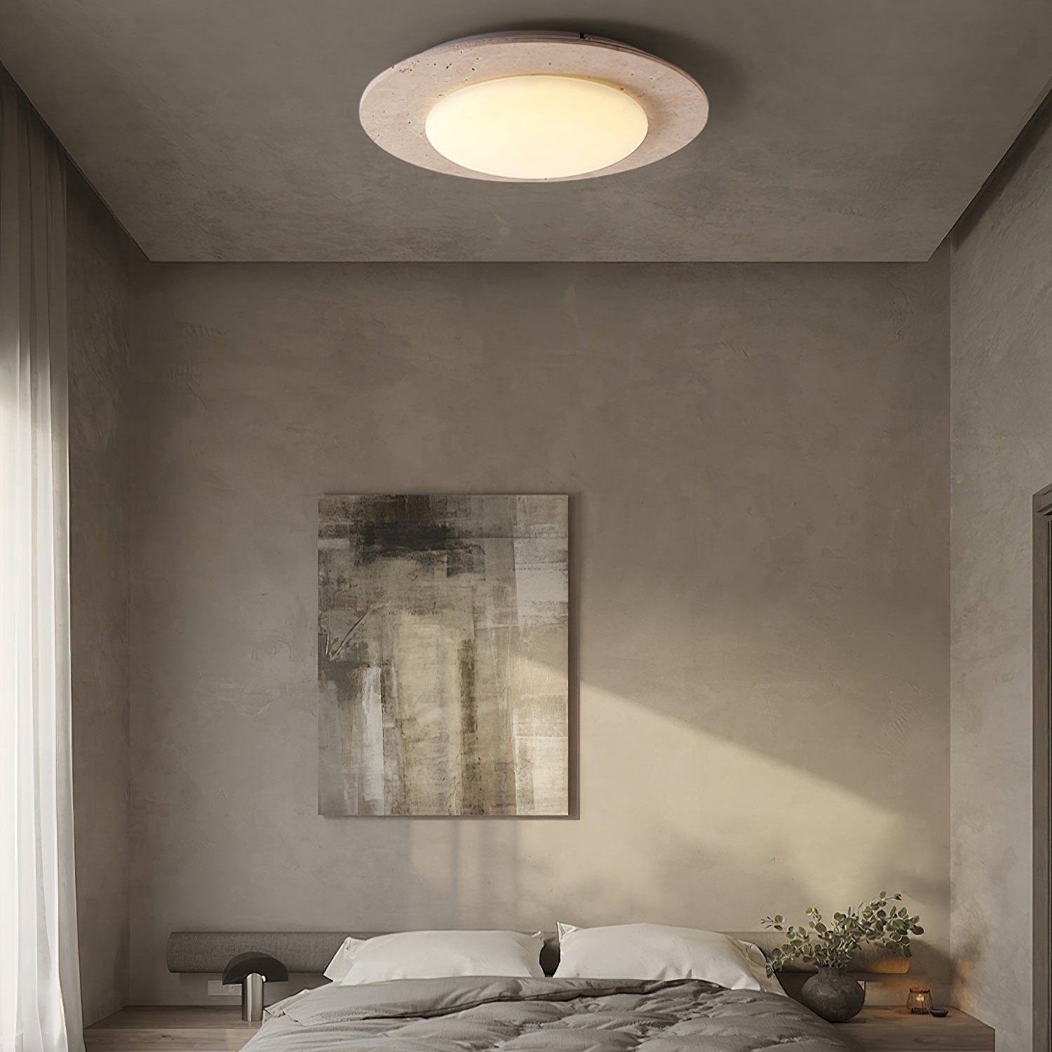 Ceiling Light Travertine Wood - BARYON | Natural Elegance