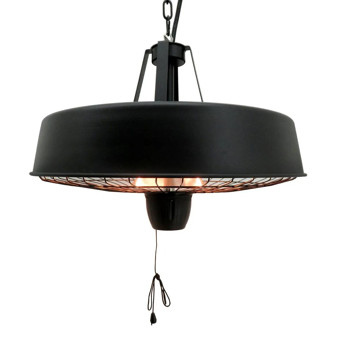 Adjustable Power Infrared Halogen Electric Patio Light Heater 1000/2500W Ceiling Hanging Mount, Black