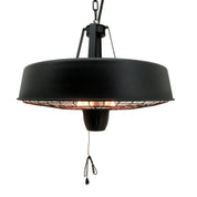 Adjustable Power Infrared Halogen Electric Patio Light Heater 1000/2500W Ceiling Hanging Mount, Black