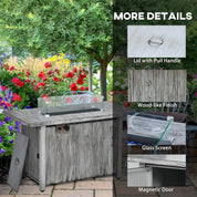 Gas Fire Pit Table, 50,000 BTU, Grey with Cover and Glass Screen