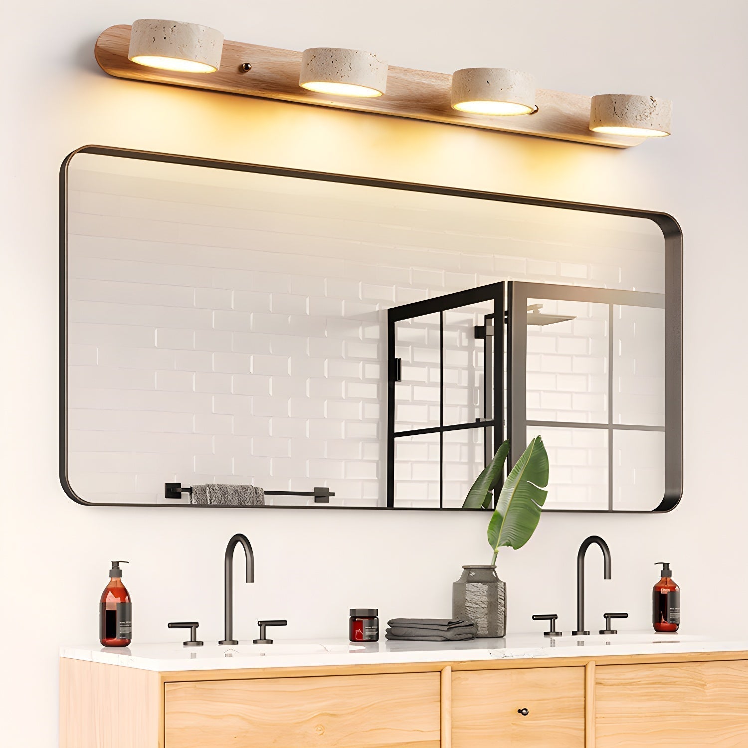 Wall Light Travertine Walnut - ABRAXX | Warm Ambiance