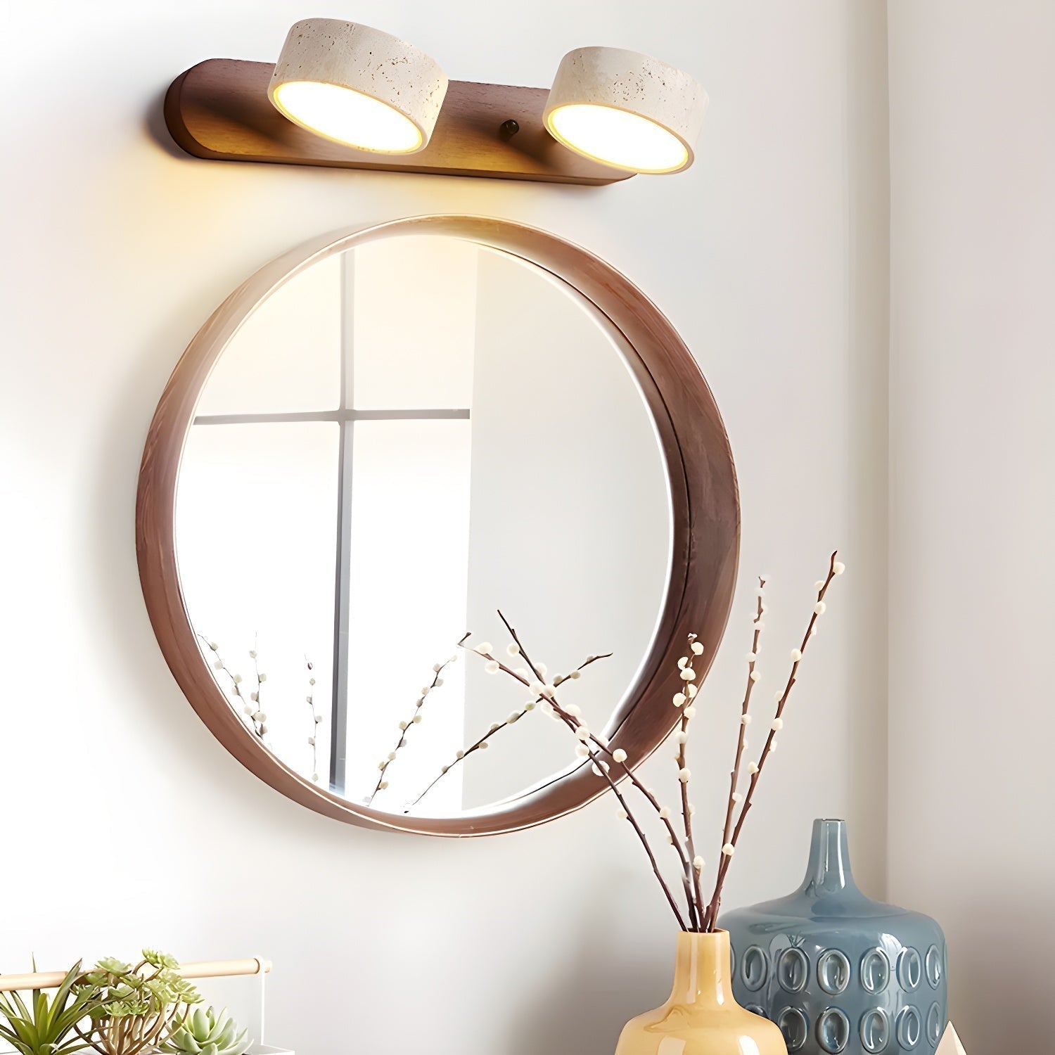 Wall Light Travertine Walnut - ABRAXX | Warm Ambiance