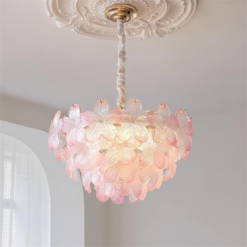 Chandelier Verre Rose - FLAREX | Elegant Lighting
