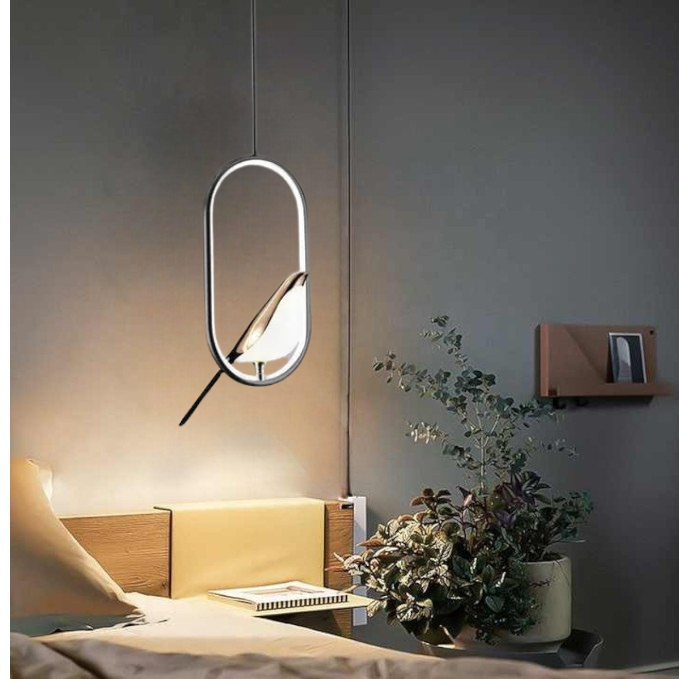 Pendant Light Golden Bird Black Oval - TEKRIX | Elegant