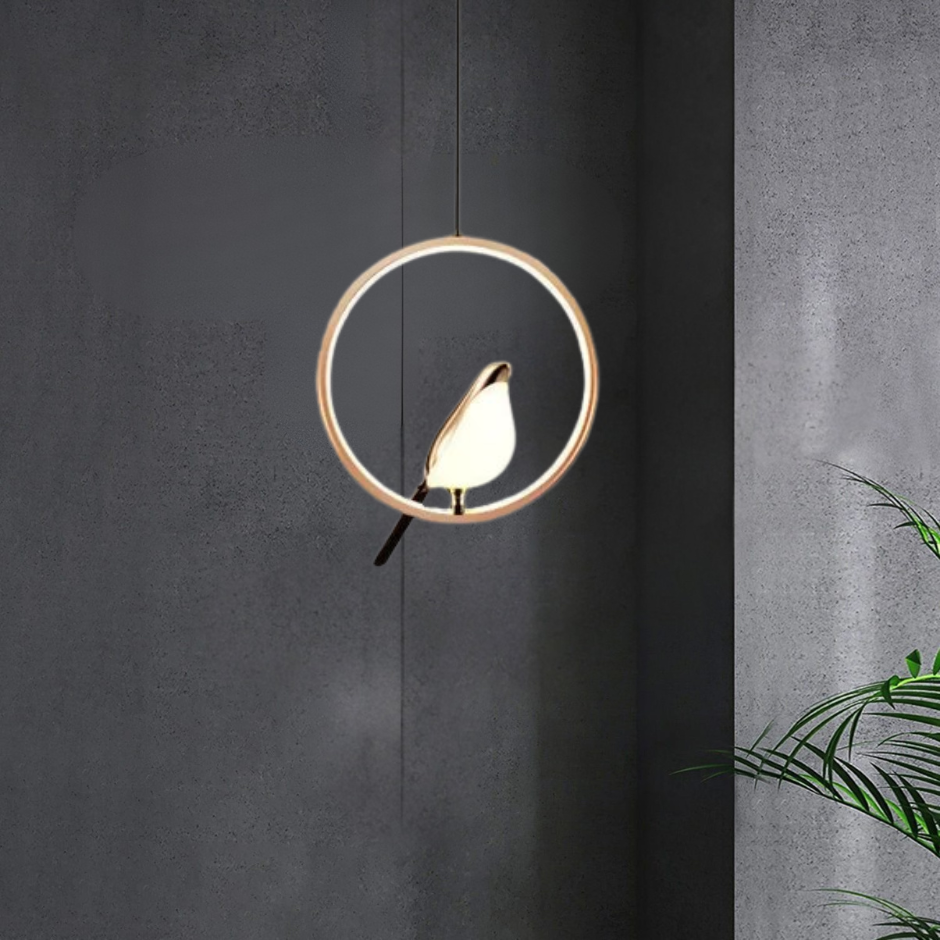 Pendant Light Golden Bird Black Oval - TEKRIX | Elegant