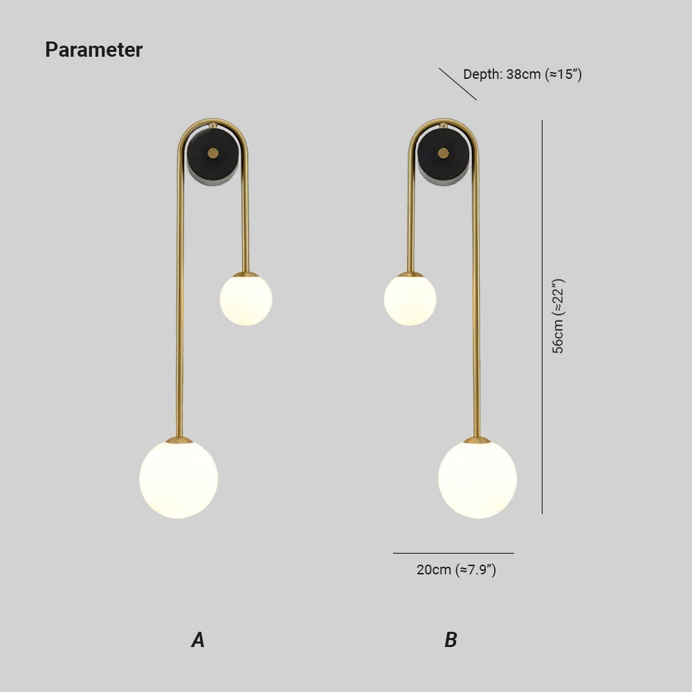 Edge Minimalisme Métal Gris Noir Laiton Verre Applique Murale Chambre à Coucher Salon