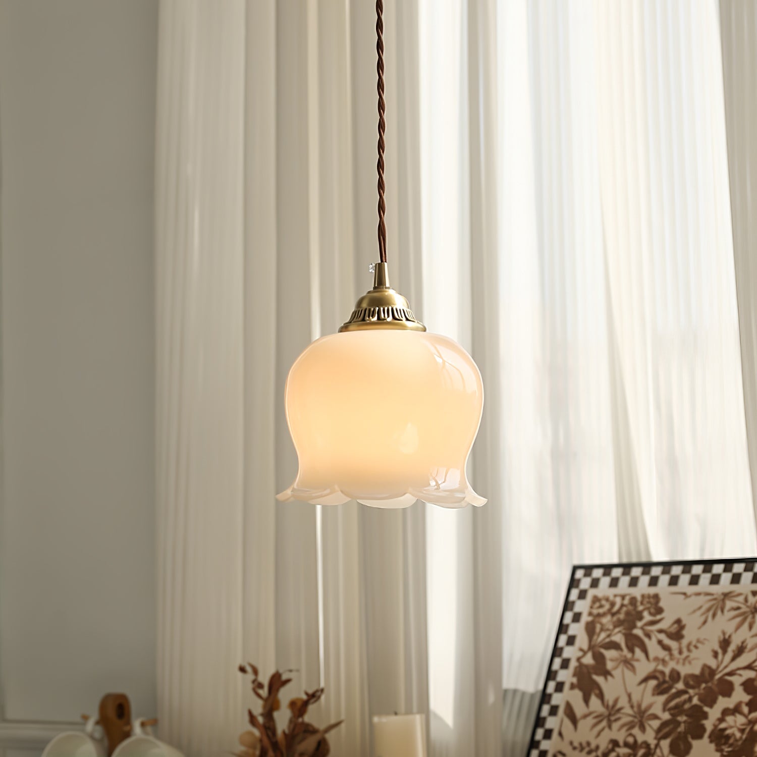 Pendant Light Brass Floral - SCEPTX | Serene Ambiance