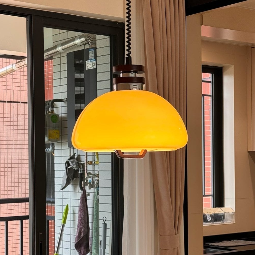 Pendant Light Beige Glass Wood - SCALAR | Cosy Glow