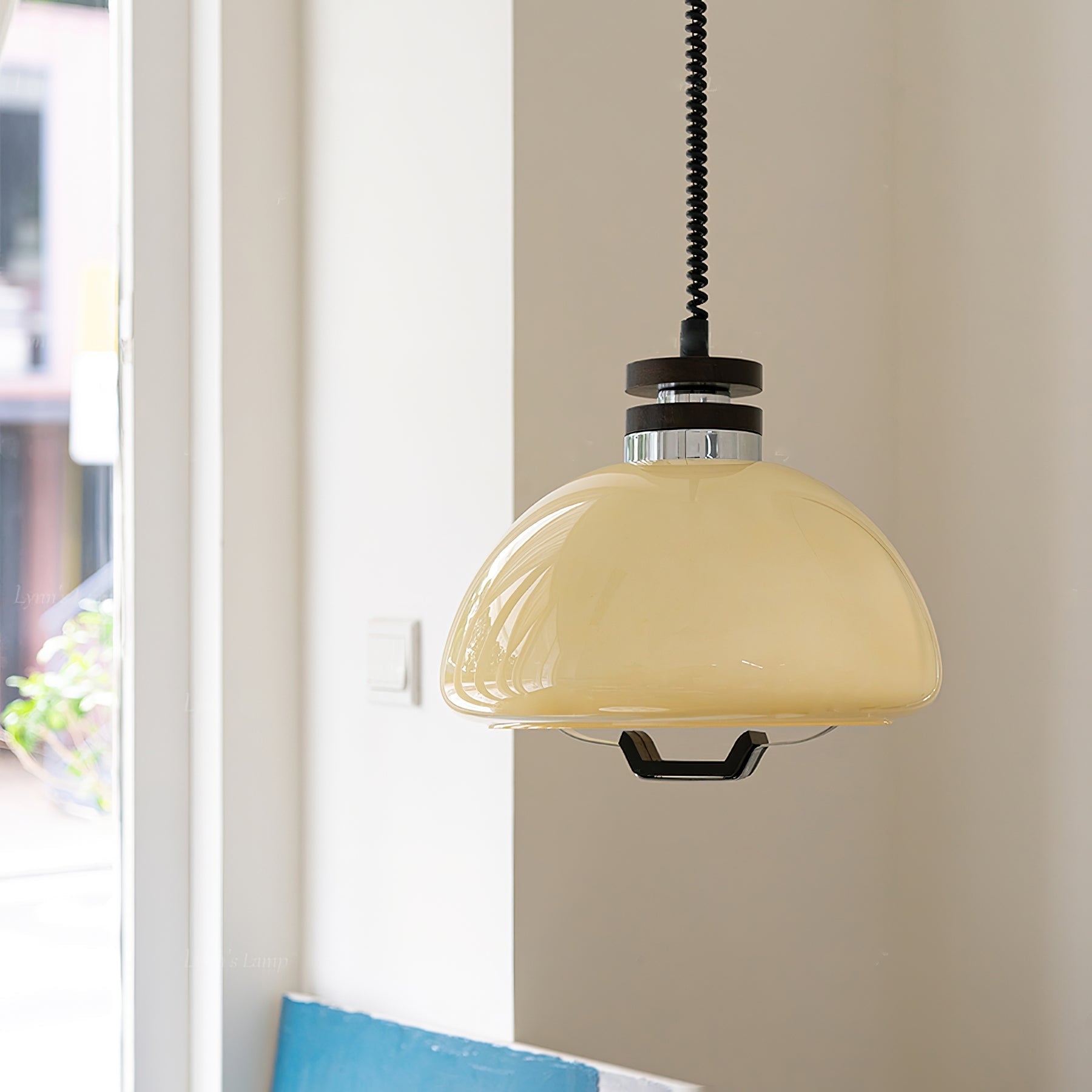 Pendant Light Beige Glass Wood - SCALAR | Cosy Glow