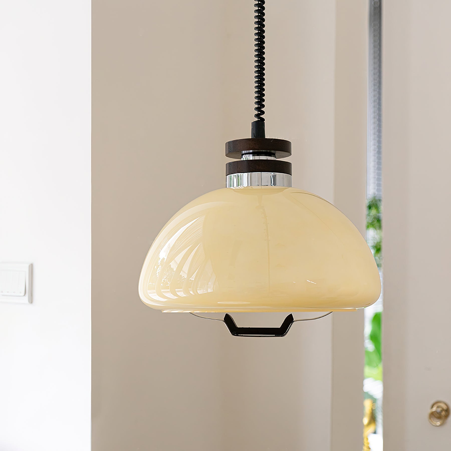 Pendant Light Beige Glass Wood - SCALAR | Cosy Glow