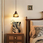 Hailie Vintage Wood Glass Pendant Light in Bedroom Decor