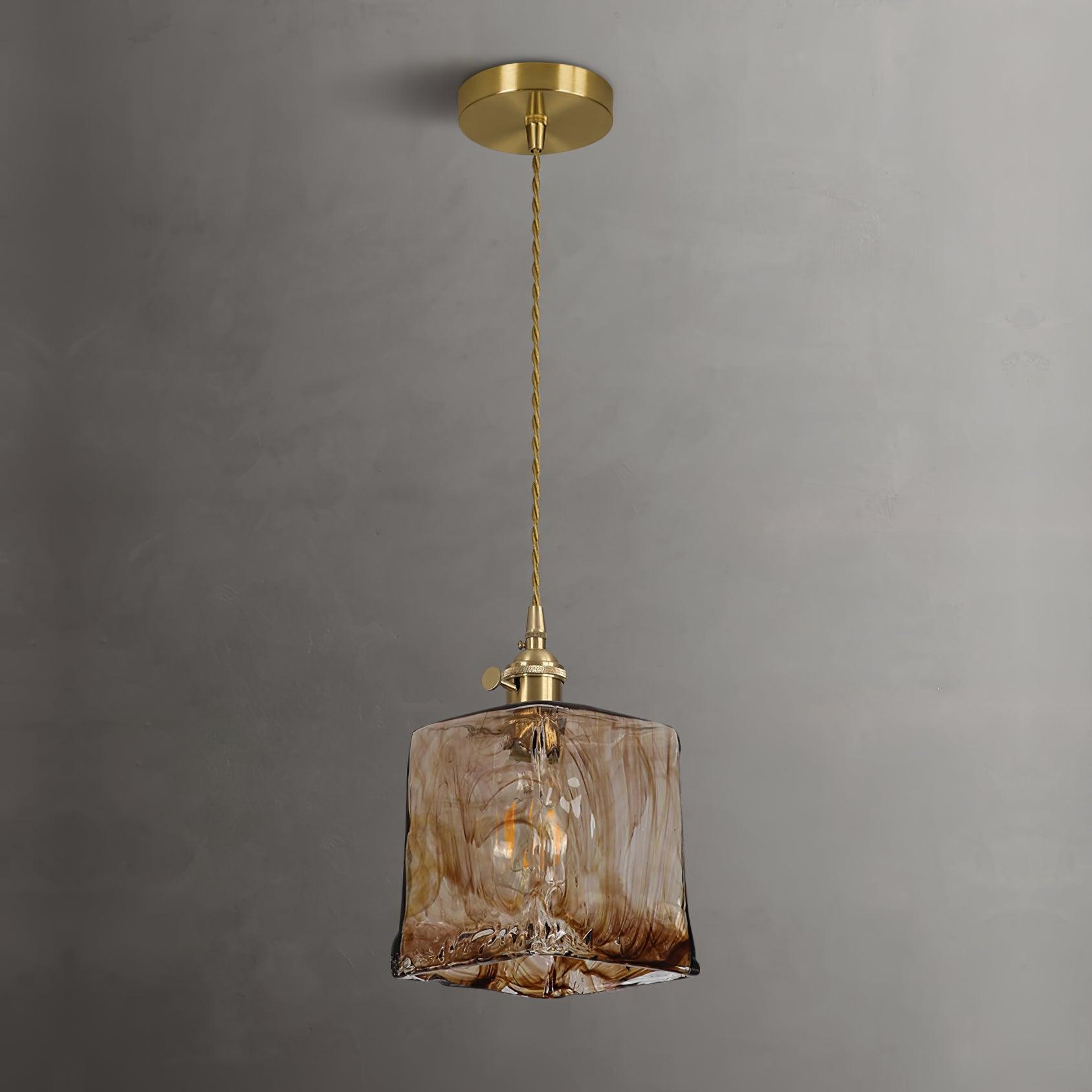 Pendant Light Brown Glass Brass - SAMARA | Vintage Elegance