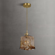 Pendant Light Brown Glass Brass - SAMARA | Vintage Elegance