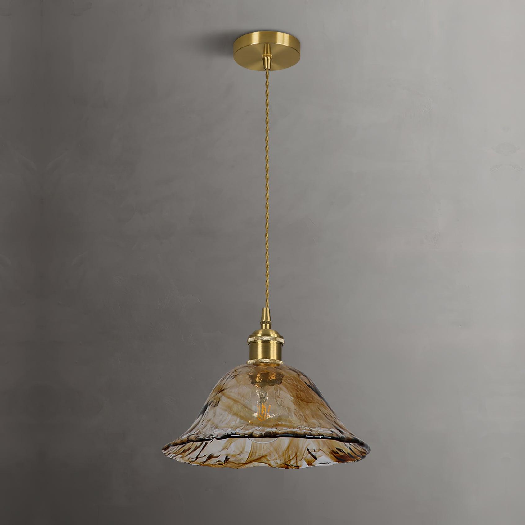 Pendant Light Brown Glass Brass - SAMARA | Vintage Elegance