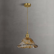 Pendant Light Brown Glass Brass - SAMARA | Vintage Elegance