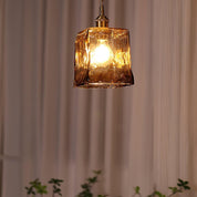Pendant Light Brown Glass Brass - SAMARA | Vintage Elegance