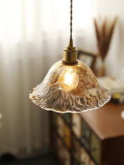 Pendant Light Brown Glass Brass - SAMARA | Vintage Elegance